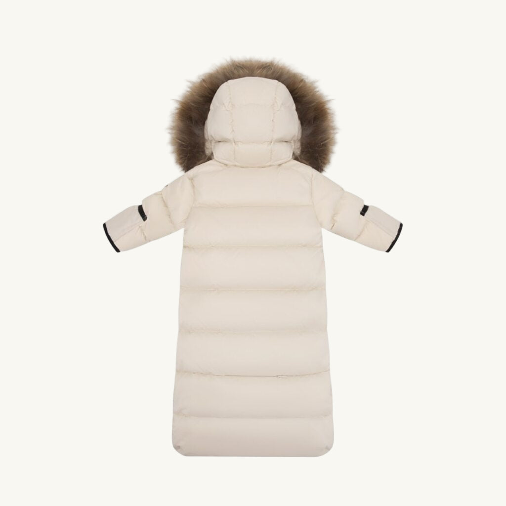 Down Fur Snowsuit Beige
