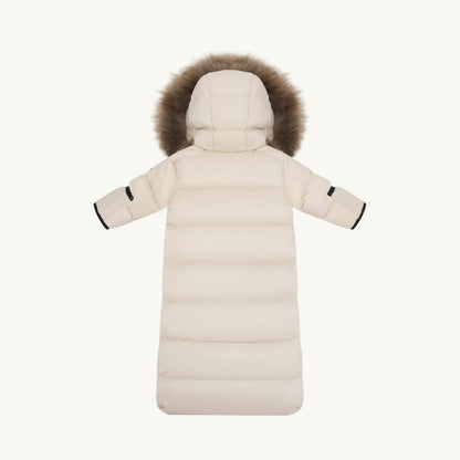 Down Fur Snowsuit Beige