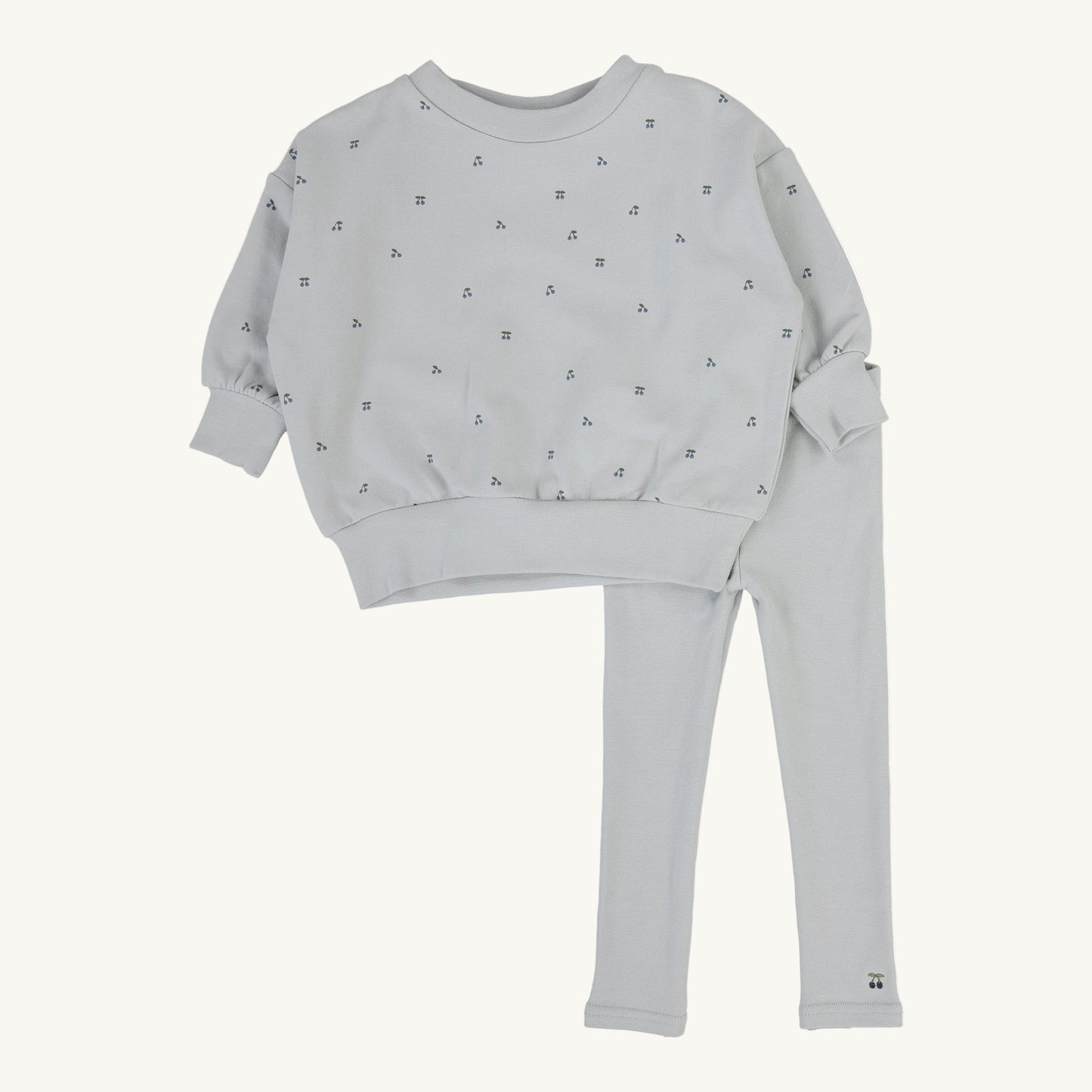 Cherry Print Set Pale Blue