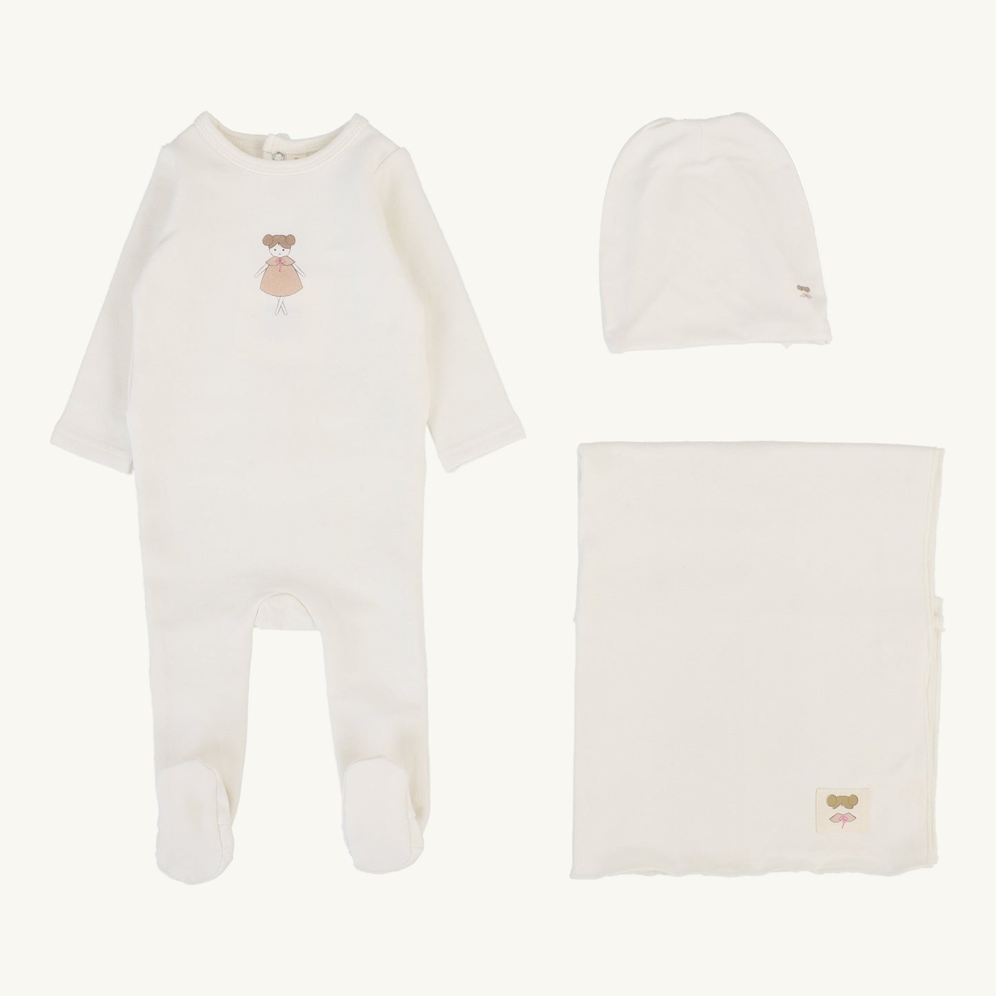 Graphic Layette set  Cream/Doll