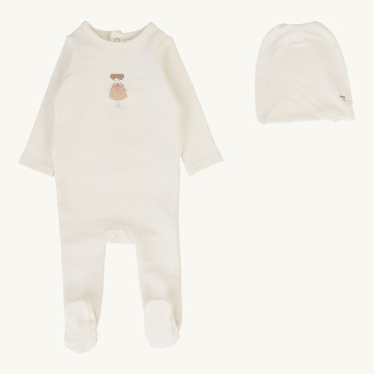 Graphic Footie Set  Cream/Doll