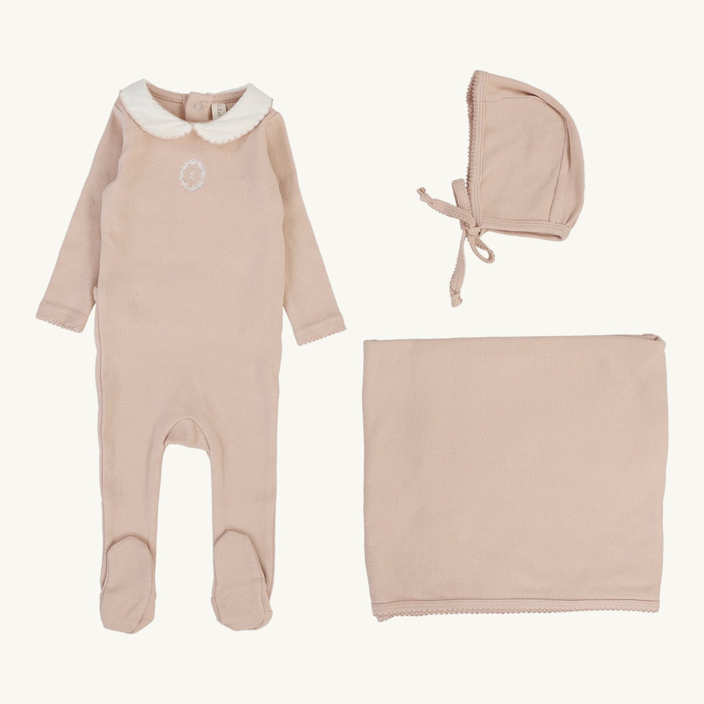 Pointelle Emblem Layette Set  SOFT PINK