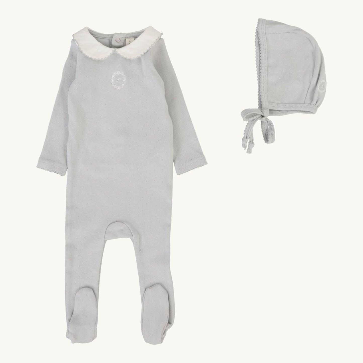 Pointelle Emblem Footie Set  Light