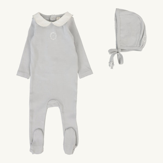 Pointelle Emblem Footie Set  Light