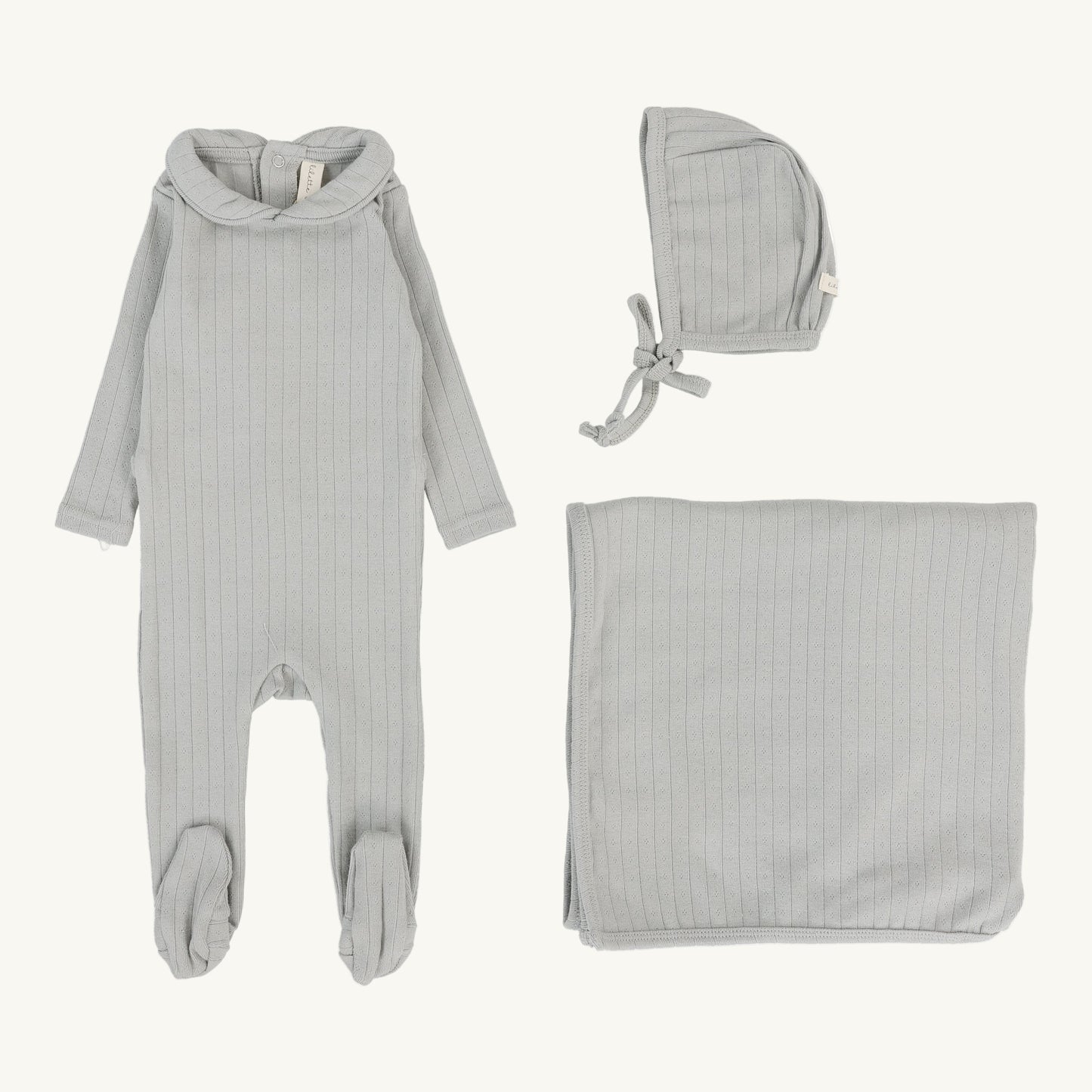 Fine Pointelle Layette Set  Light Blue Peter Pan