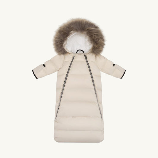 Down Fur Snowsuit Beige