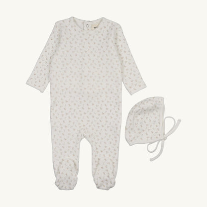 Velour Cherry Printed Footie Set Pink