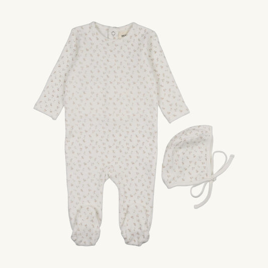 Velour Cherry Printed Footie Set Pink