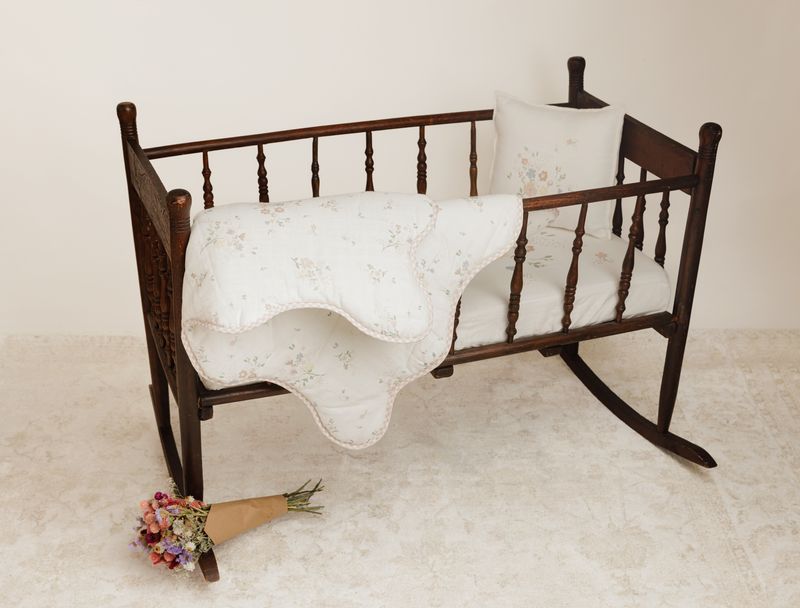 Pink Gingham Floral Bamboo Blanket + Pillow case