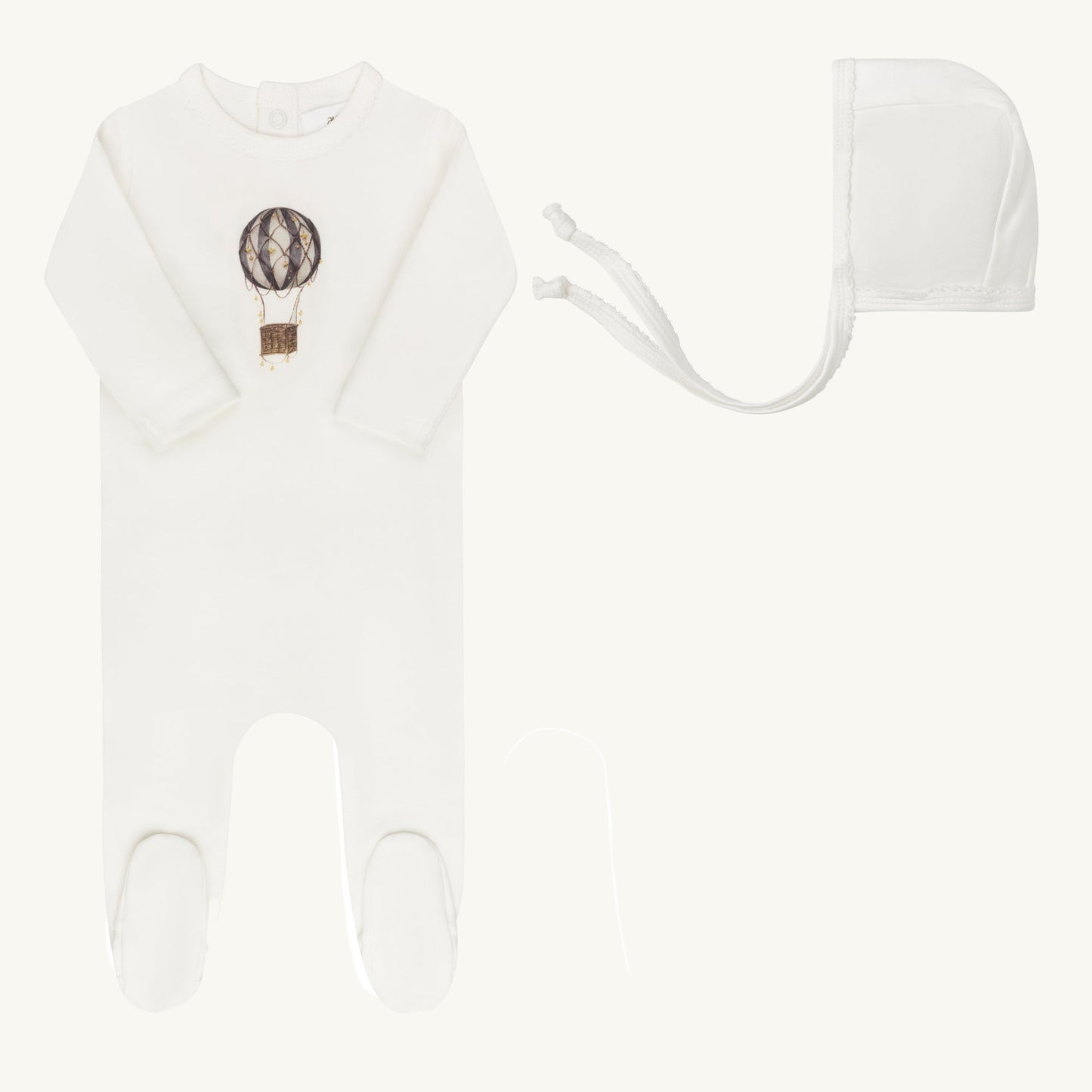 Hot Air Ballon Collection Ivory/Blue Footie Set
