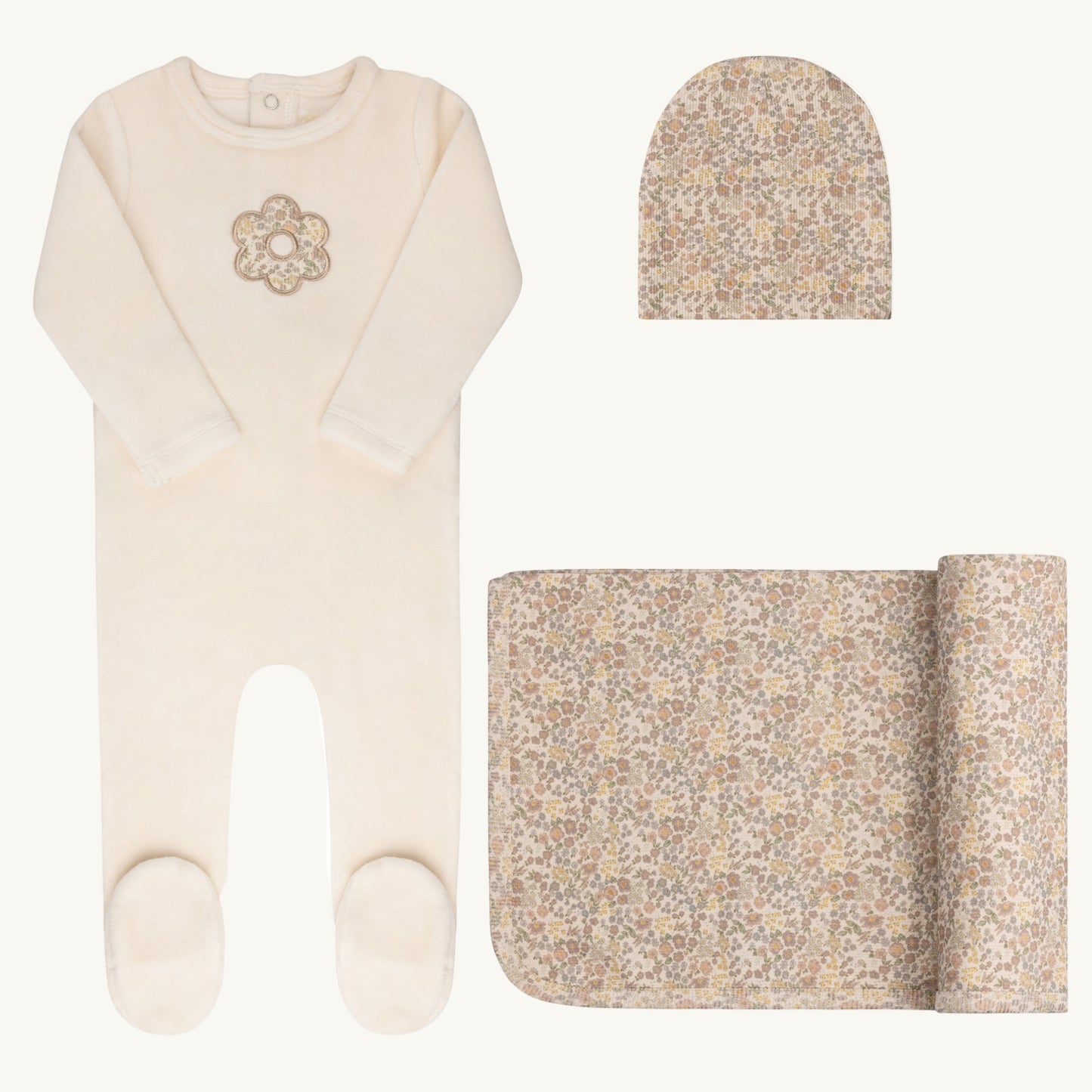Velour Liberty  Ivory Floral Layette Set