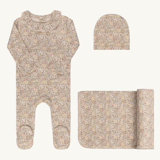 Cotton Liberty Print Ivory Floral Layette Set