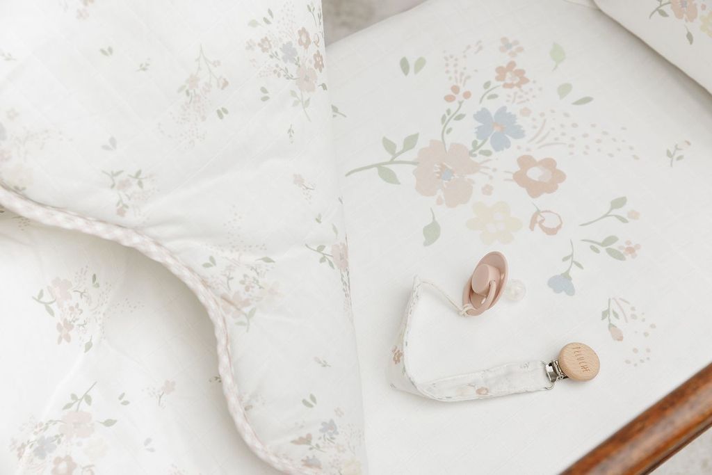 Pink Gingham Floral Bamboo Blanket + Pillow case