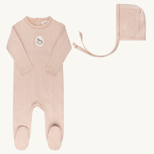 Cotton Rocking Horse Pink Footie Set