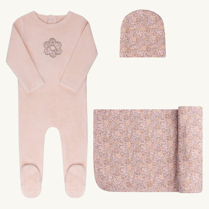 Velour Liberty  Pink Floral Layette Set