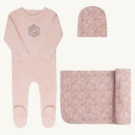 Velour Liberty  Pink Floral Layette Set
