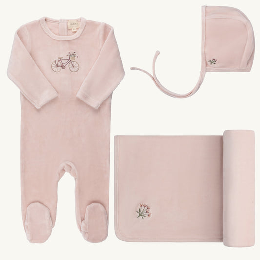 Velour Bicycle Collection Pink Layette Set