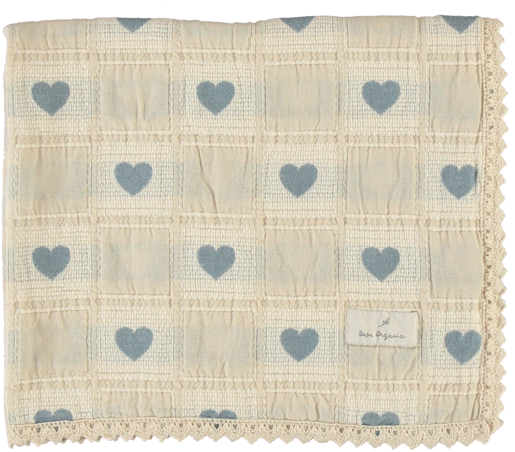 Heart Blanket Blue Patchwork