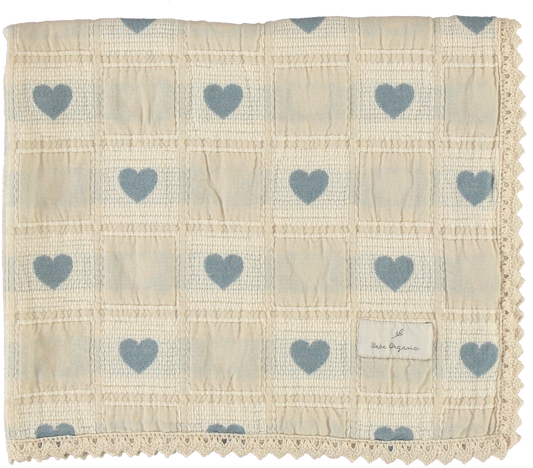 Heart Blanket Blue Patchwork