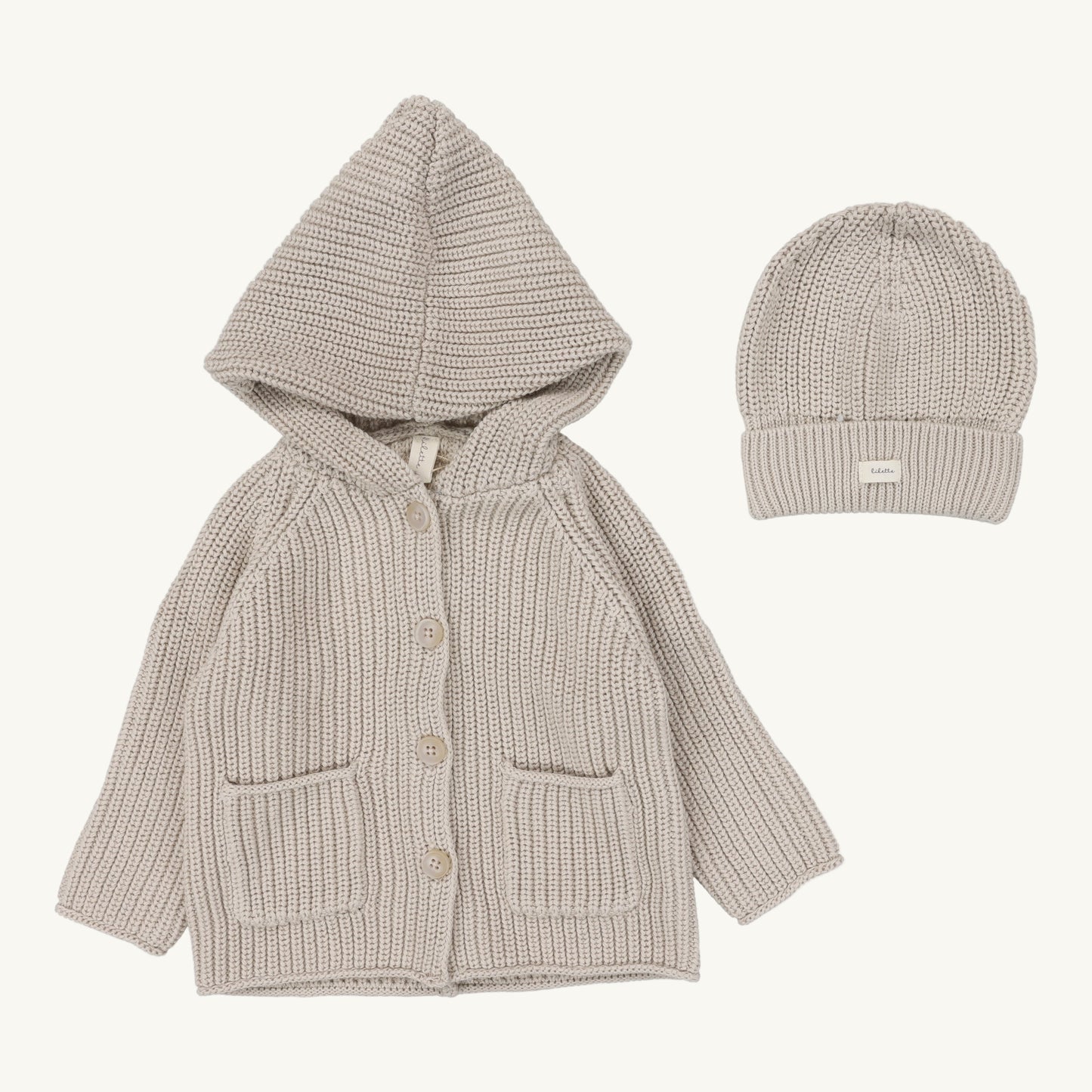 Chunky Cardigan Set Taupe