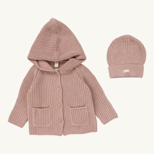 Chunky Cardigan Set Dusty Pink