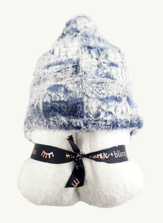 Wave Boa Navy Hooded Towel
