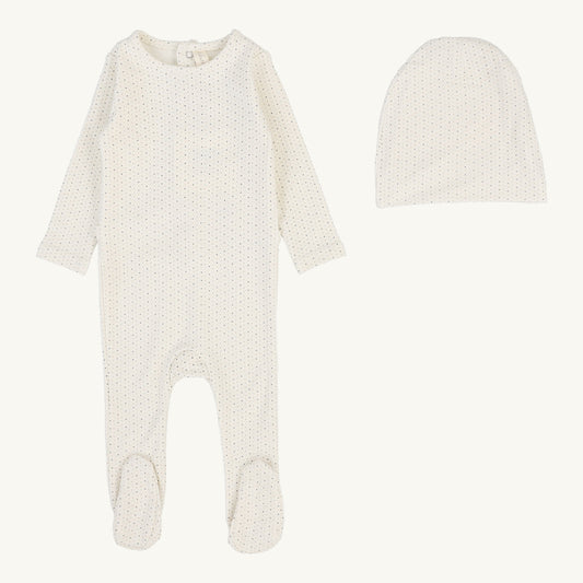 Dotted Footie Set Cream/Blue
