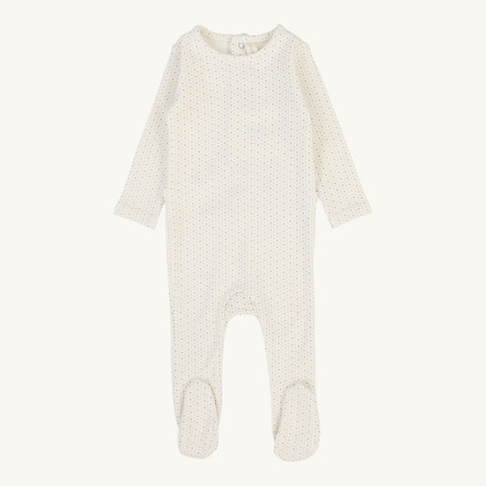 Dotted Footie Cream/blue